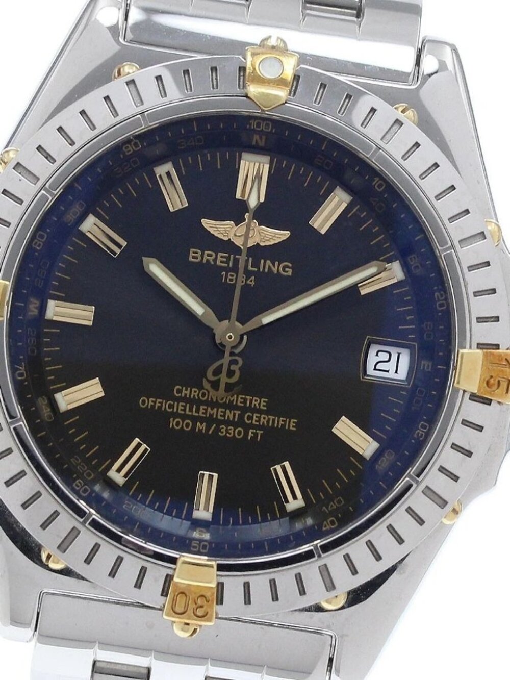 BREITLING Wings B10350 Date black Dial Automatic Boy's Watch_